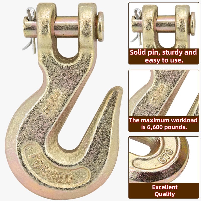 V-chen 3/8" Chain Hook Clevis Grab Hook, Grade 70 Forged Steel Alloy Clevis Hooks, Heavy Duty Chain Hook for Trailer Truck Transport - 7500 LBS Capacity (1 Pack) - Image 3